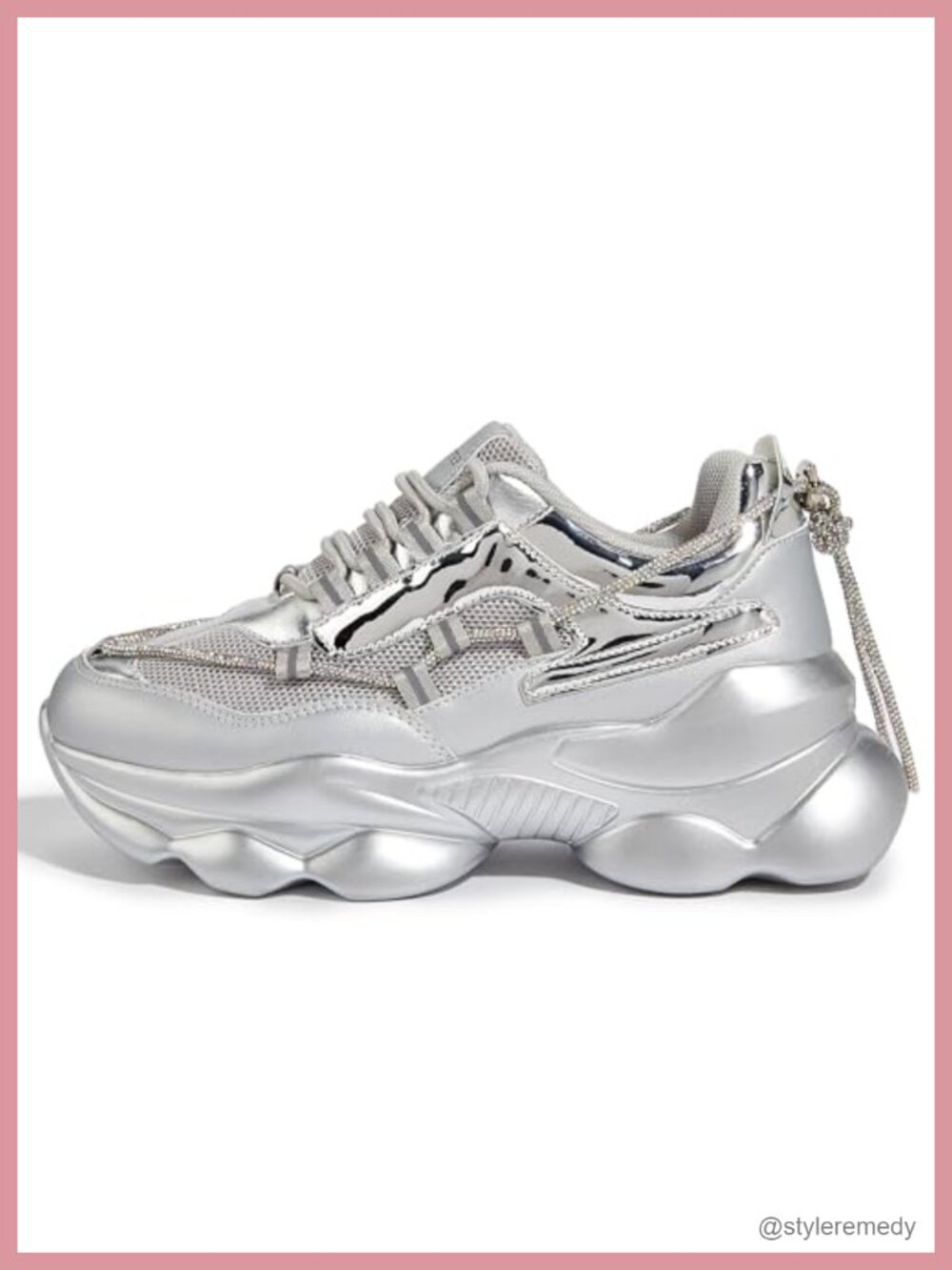Sparkly Rhinestone Rope Chunky Platform Sneakers Casual Thick Dad Rave Walking